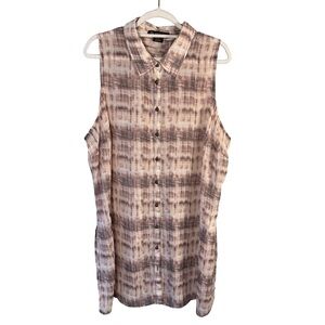 Love & Legend Sleeveless Sheer Button-Down Top Blouse Size 18 Abstract Flowy